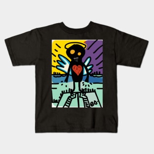 Black Angel of Love Graffiti Street Art Kids T-Shirt